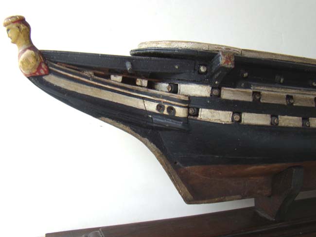 A RARE mid 19th century highly detailed sailor-made model of the 96 gun British warship HMS Asia, circa 1840-1850. — image 8